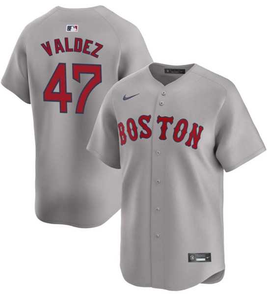 Men%27s Boston Red Sox #47 Enmanuel Valdez Gray Cool Base Stitched Baseball Jersey Dzhi->boston red sox->MLB Jersey